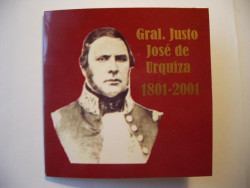 2270 ¤RARO¤ BLISTER ARGENTINA 1 Peso 2001 Bimetalica comemorativa  Gal. Urquiza BORDO LISO!