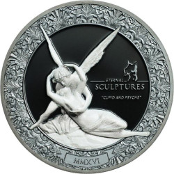 6375 Palau 10 dólares 2016 Prata 2oz Esculturas Eternas CUPIDO e PSIQUE Canova Apenas 999 Exemplares