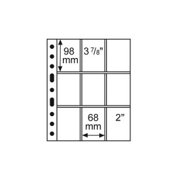 Folha sistema GRANDE com 9 compartimentos de 68x98mm com fundo transparente