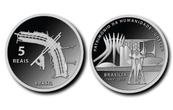 3949#  5 Reais Prata 40mm - Comemorativa 50 anos de BRASÍLIA - Série UNESCO