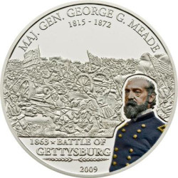 5285 ¤RARA¤ ILHAS COOK 2009 $5 PRATA PROOF Ø39mm Batalha II: GETTYSBURG Apenas 1000 exemplares!!