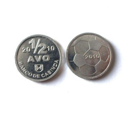 5312 # CABINDA 1/2 Avo 2010 Aluminio Ø14mm mini moeda em formato Bola de futebol!