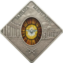 5645 # PALAU $10 2011 PRATA PROOF Ø42x42mm Série Vitral II: Basilica de São Pedro Apenas 999 exemplares!!!