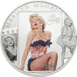 5669 # ILHAS COOK 5 Dollars 2011 PRATA PROOF Ø39mm Marilyn Monroe com DIAMANTE!