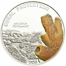 5774 # TUVALU 1 Dollar 2011 PRATA PROOF Ø35mm Proteção de Corais II