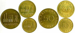 5786 # Série completa SAARLAND 10, 20, 50 e 100 Franken 1954