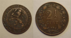 0603# HOLANDA 1884 2 1/2 Cent Catalogo R$ 43