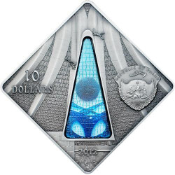 6107 # PALAU $10 2012 PRATA PROOF 42x42mm Série vitral IV: Catedral de Brasilia Apenas 999 exemplares!