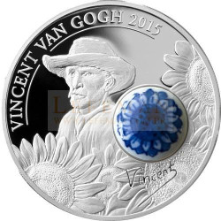 6366 Ilhas Cook 10$ 2015 Prata Proof 50 gr. 125º Aniversário Van Gogh com Porcelana Delft Real