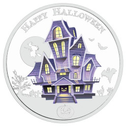 6430 :: RARA :: Niue 2 $ 2016 Prata proof 1oz Halloween - Moeda que brilha no escuro! Veja!