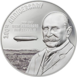 6454 ILHAS Cook 20$ 2017 prata proof 3 Oz 100º Aniversário de Graf Zeppelin - Apenas 499 exemplares