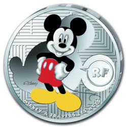 6490 França 10 euros 2016 prata proof Mickey através dos tempos