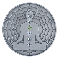 6523 # Camarões 2000 francos  2021 Prata 999 Ø50mm 2 OZ  62,2 g # Os 7 Chacras " ANAHATA" Rara só 100 exemplares no mundo 