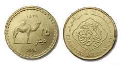 3170# DARFUR 25 Dinar 2008 "Dromedario" Ø23mm UNC