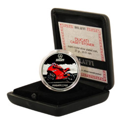 3477 # PALAU $1 2009 PRATA PROOF COLORIZADA Ø39mm DUCATI: Casey Stoner