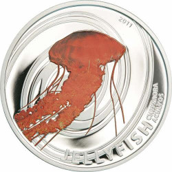 3678 # ILHAS PITCAIRN $2 2011 Prata Proof 3ª Moedas da Série Agua-viva: Tiragem: 1000 pçs!