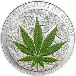 4178 # BENIN 100 Francos 2010 FC Ø39mm PROOF c/ arôma! Série Plantas do Mundo: CANABIS