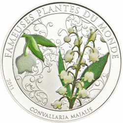 5864 # BENIN 100 Francos 2011 Ø39 mm PROOF c/ arôma! Série Plantas do Mundo:Lirio do Vale