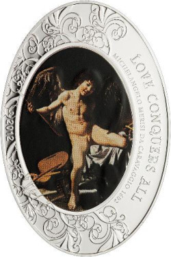 6116 # ILHAS COOK $5 2012 Prata Proof Série ANJOS: Vitoria do Amor - Caravaggio