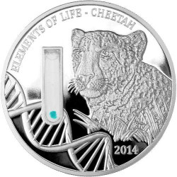 6256 Congo 2000 Francos 2014 Prata Proof Série DNA Elemento de vida Cheetah