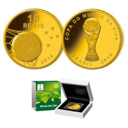 6249 *RARA* Brasil 10 Reais 2014 OURO Proof Copa do Mundo Fifa 2014