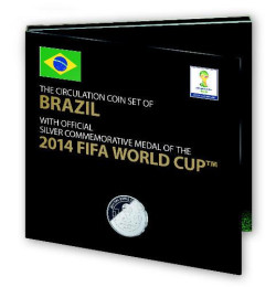 6259 *EXCLUSIVO* Set oficial Copa do mundo 2014 cartela c/ moedas do Brasil UNC e medalha de prata!