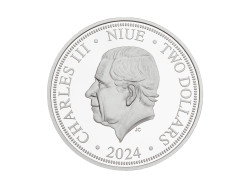 6526 # Niue 2 $ 2024   PROVA  Aniversário 100 anos "Sociedade Numismática Brasileira" Apenas50 pçs