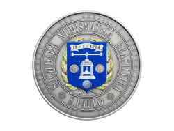 6529 # Niue 2 $ 2024  Prata 999 'Antique Finish Colorida' - Aniversário 100 anos "Sociedade Numismática Brasileira" Apenas100 pçs