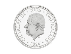6530 # Niue 2 $ 2024  Prata 999 proof - Aniversário 100 anos "Sociedade Numismática Brasileira" Apenas350 pçs