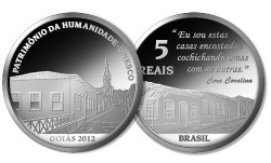 6121#  5 Reais Prata 40mm GOIAS - Patrimônio da humanidade - UNESCO 