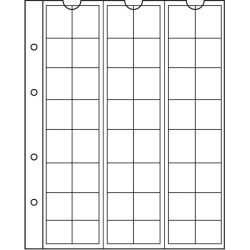 Folhas Numis para moedas de até Ø17 mm. (formato 193x217 mm.) Pacote de 5 unidades com separadores.