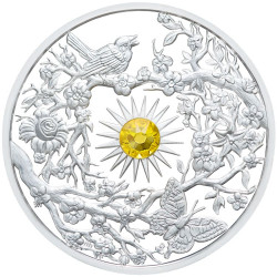 6436 Niue 5 $ 2017 Prata Proof  Ø50mm 62gr Série quatro estações "PRIMAVERA"
